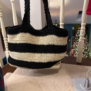 a new day Black and Cream Crochet Tote